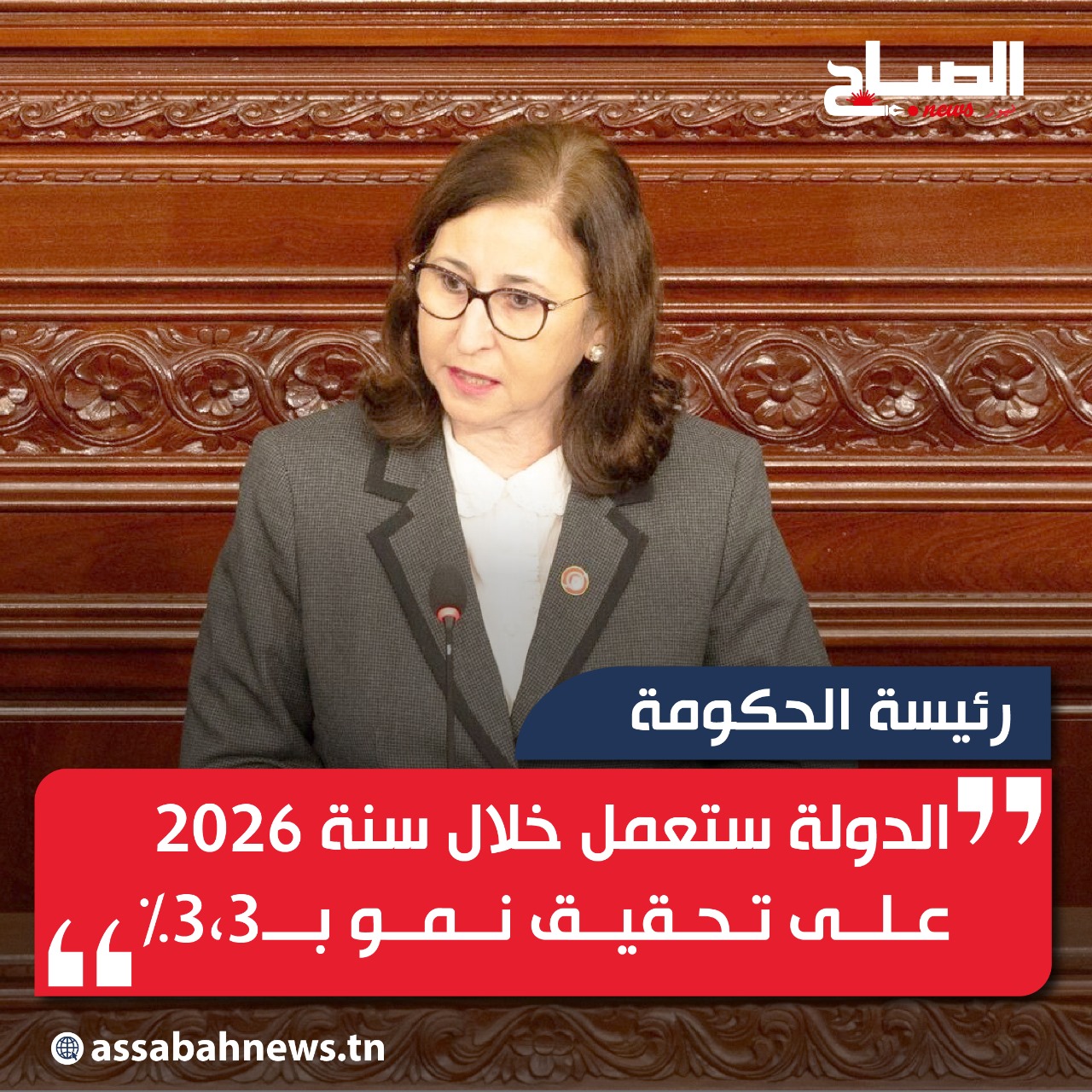 رئيسة الحكومة: الدولة ستعمل خلال سنة 2026 على تحقيق نمو بـ3،3 بالمائة